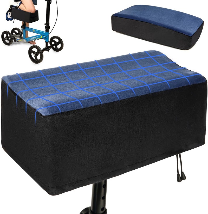 HAMBOLY Knee Scooter Cushion Pad Cover for Comfort, Removable 2'' Thick Memory Foam Cushion for Knees Walker Roller, Universal Fit (Blue) - Image 1